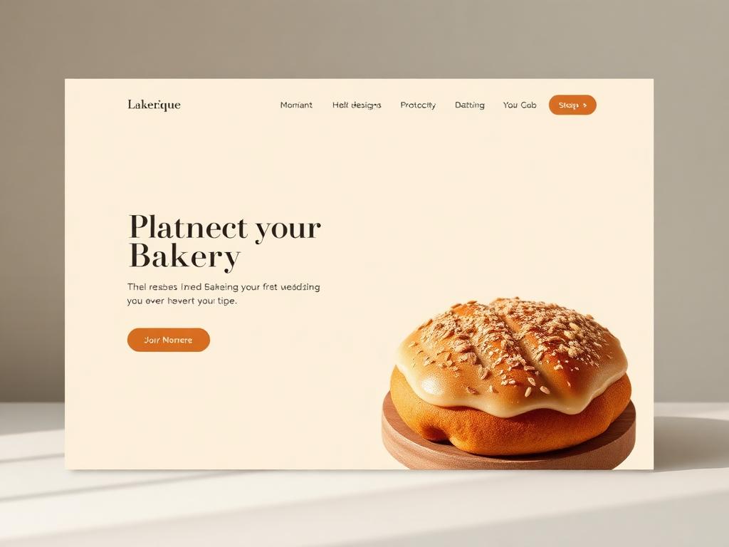 Bakery website design with warm cream and bronze tones